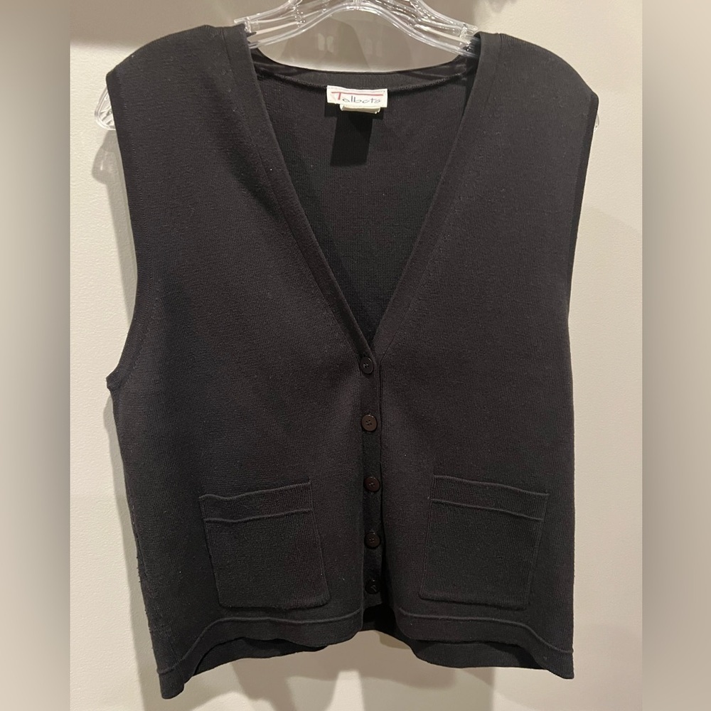 TALBOTS vintage 100% cotton black vest  (M)